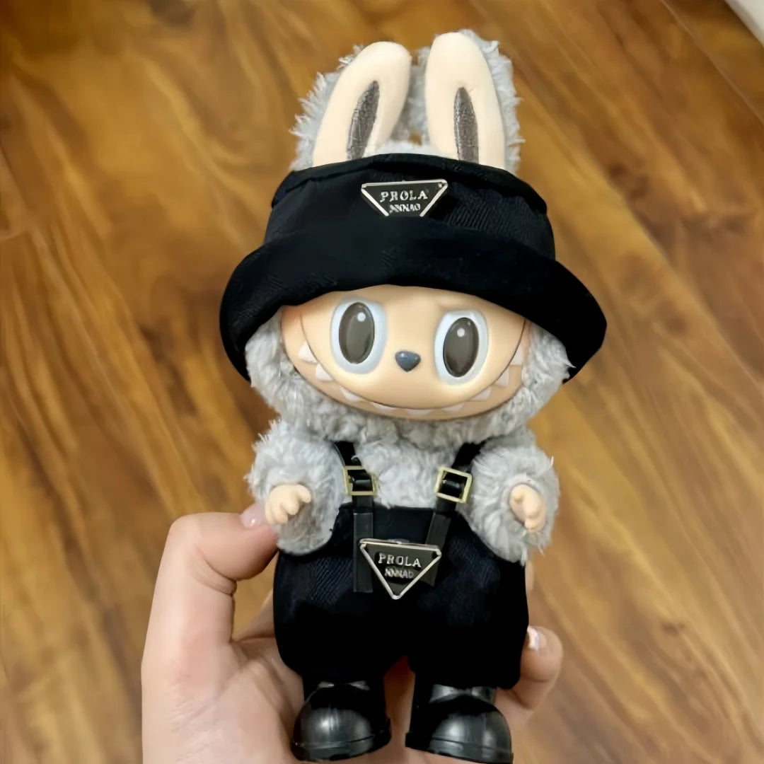 Doll's Clothes for 17cm Monster LABUBU clothes Dress up Baby Cowboy hat + suspenders Classic set