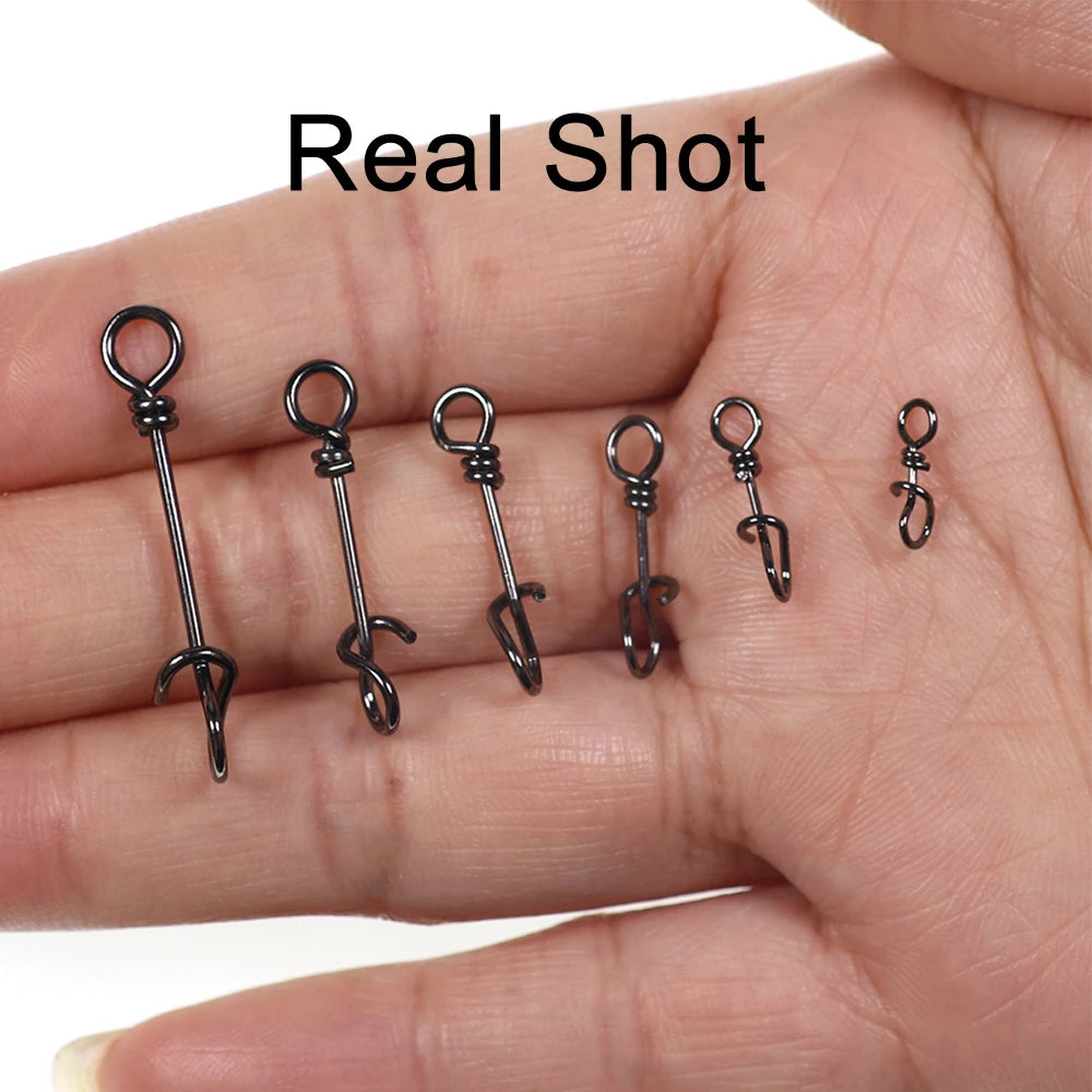 Bimoo 50pcs Stainless Steel Quick Lock Snap Spring Clamp Buckle Streamer Lure Drop Rigs Connector Saltwater Fishing Accessories