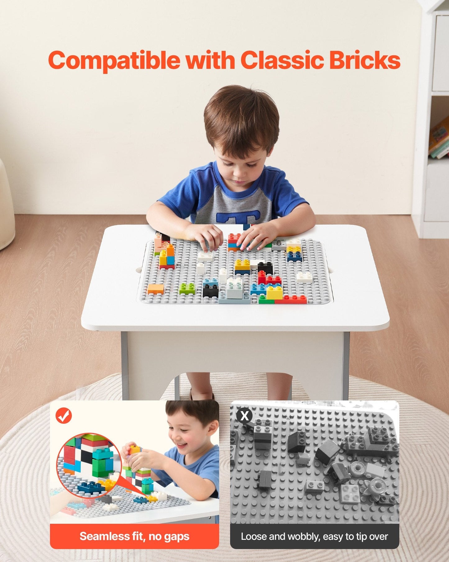 4 In 1 Kid Activity Table And 2 Chairs Set, Graffiti & Building Blocks