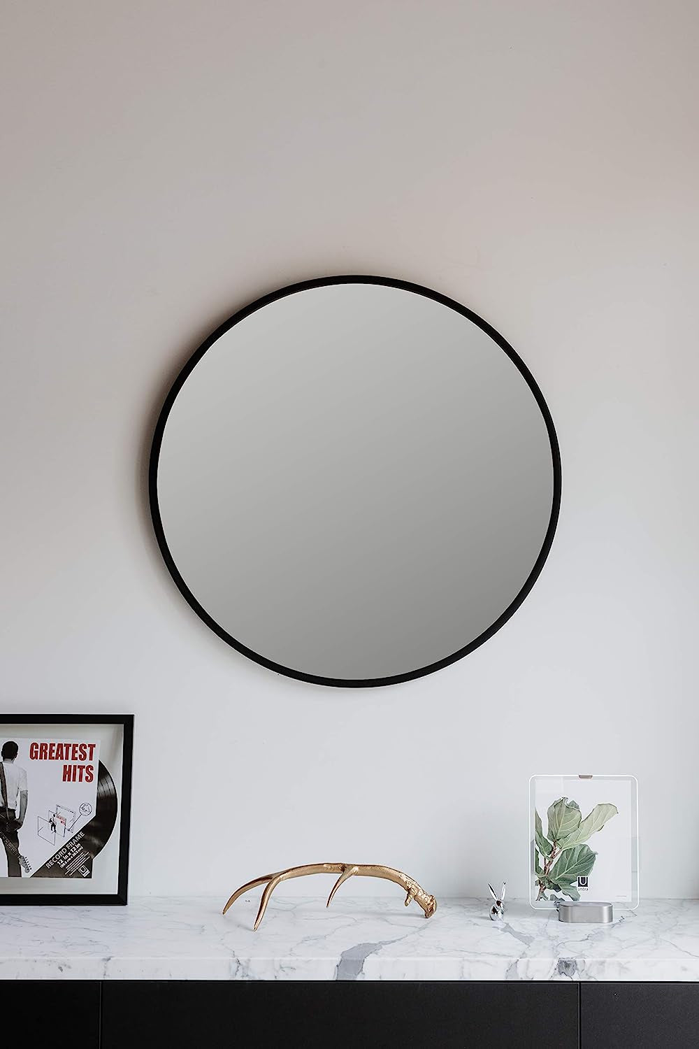 Round Rubber Wall Mirror 37 Inch Diameter With Protective Rubber Frame