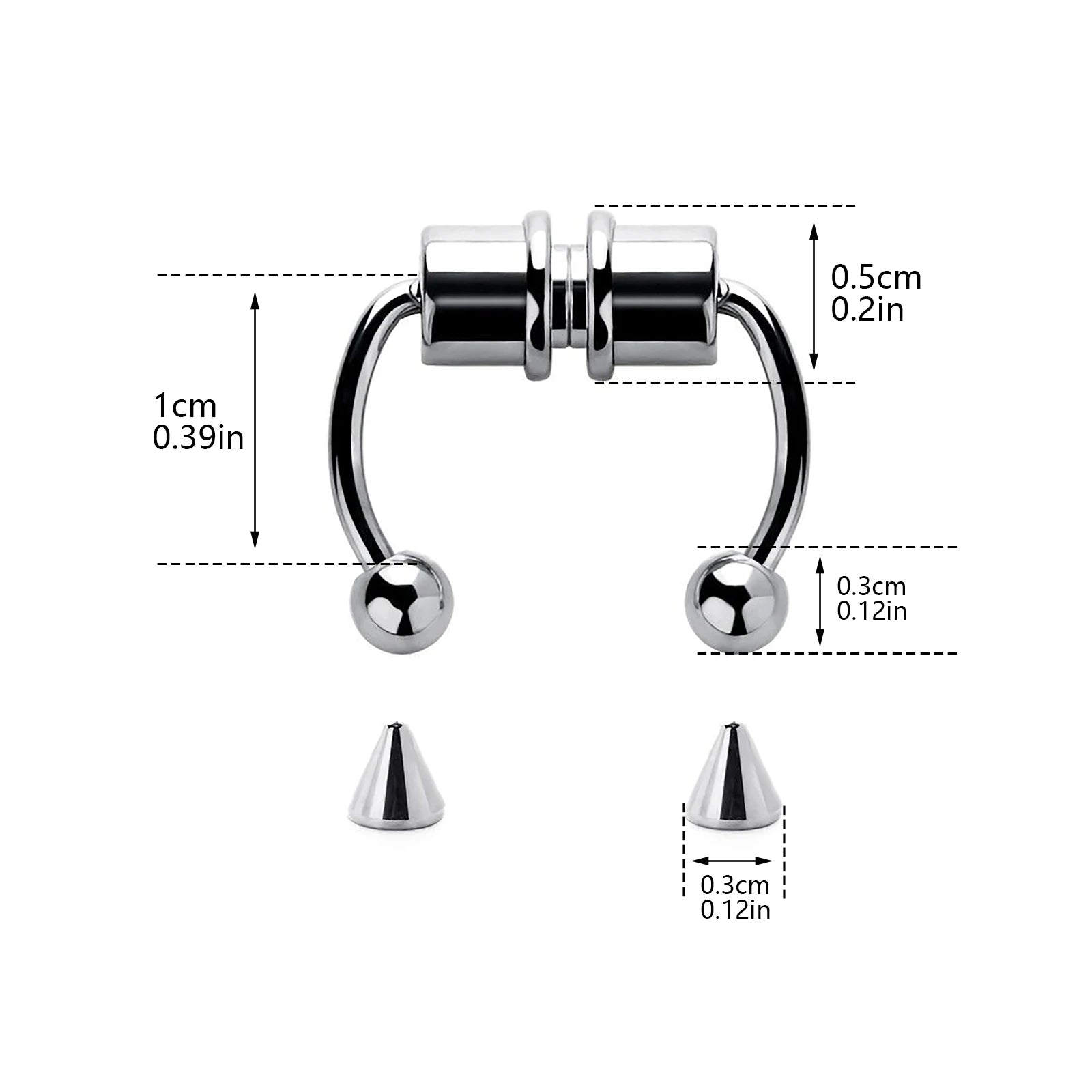 1/4pcs Women's Fake Nose Rings - Magnetic Stainless Steel Septum Hoops, Rock Hip Hop Body Jewelry