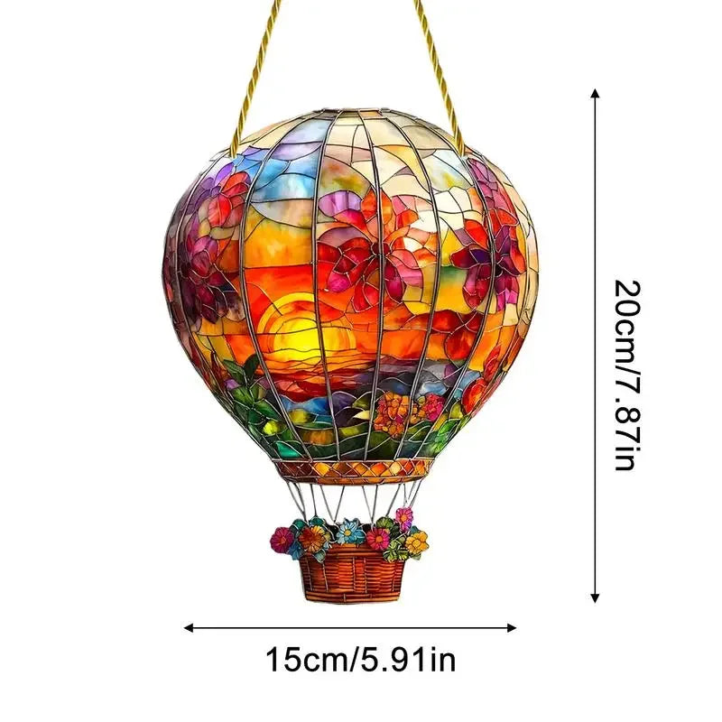 Hot Air Balloon Sun Catcher 2D Acrylic Pendant Home Modern Hanging Decoration Bedroom Living Room Retro Wall Decoration Pendant