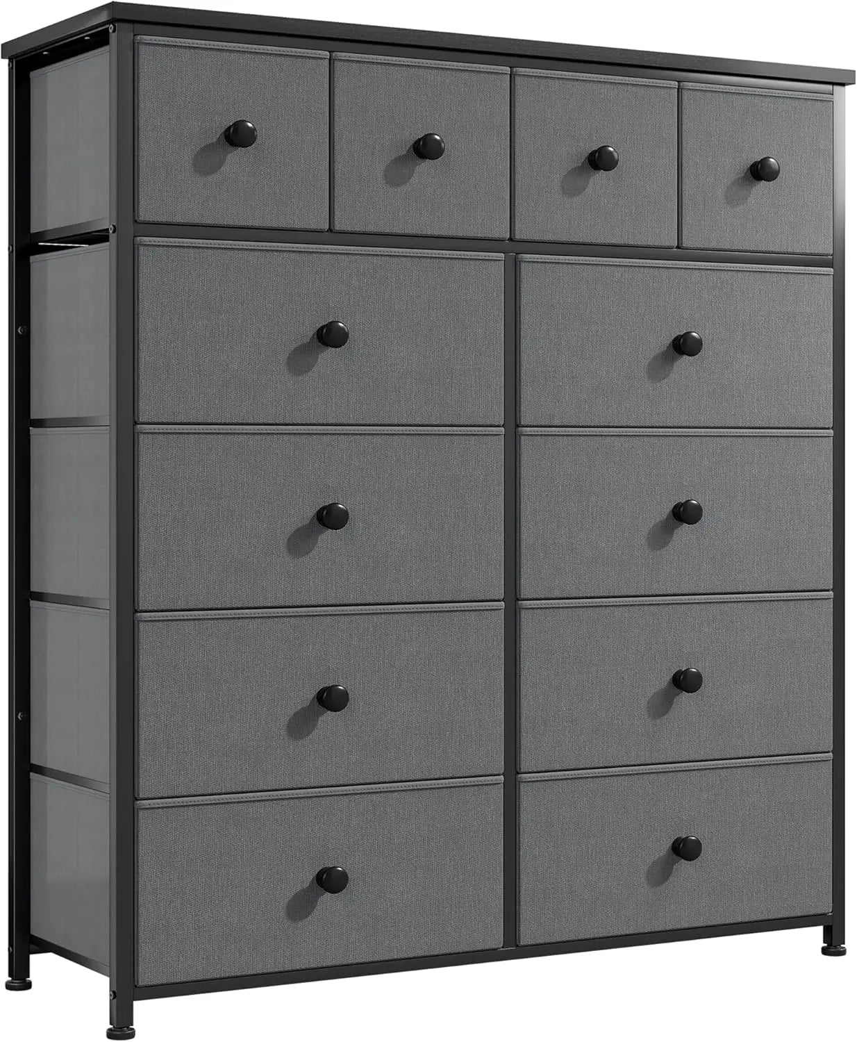 Dresser for Bedroom Tall Dressers for Bedroom Fabric Dressers & Chest of Drawers with Sturdy Metal Frame, Wood Top