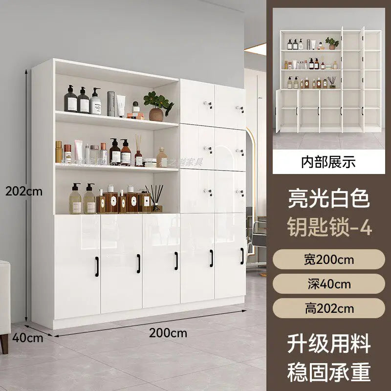 Customized barber shop towel cabinet Beauty salon product display cabinet Hair shop locker Customer deposit box with lock