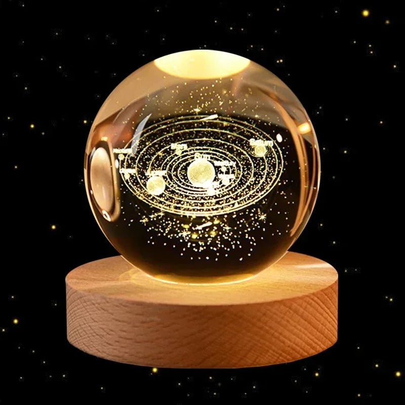 3D Crystal Ball Led Night Light Christmas Creative Gift Holiday Planet Crystal Ball Ornament Children Lamp Bedroom Ambient Light