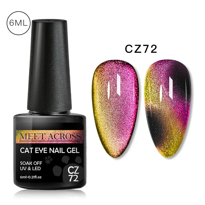 9D Reflective Magnetic Gel Nail Polish 7ml Shiny Glitter Cat Eye Nail Gel Varnishes Semi Permanent Soak Off UV Gel Nail Art