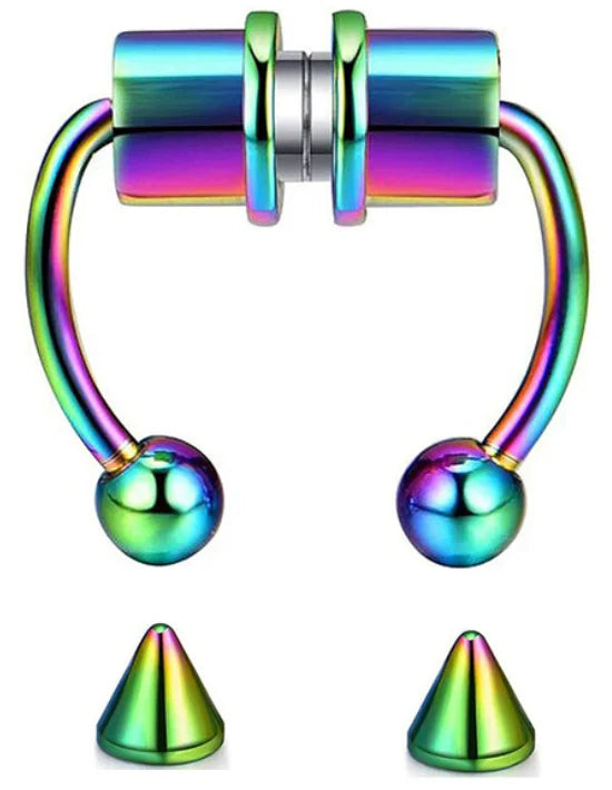 1/4pcs Women's Fake Nose Rings - Magnetic Stainless Steel Septum Hoops, Rock Hip Hop Body Jewelry