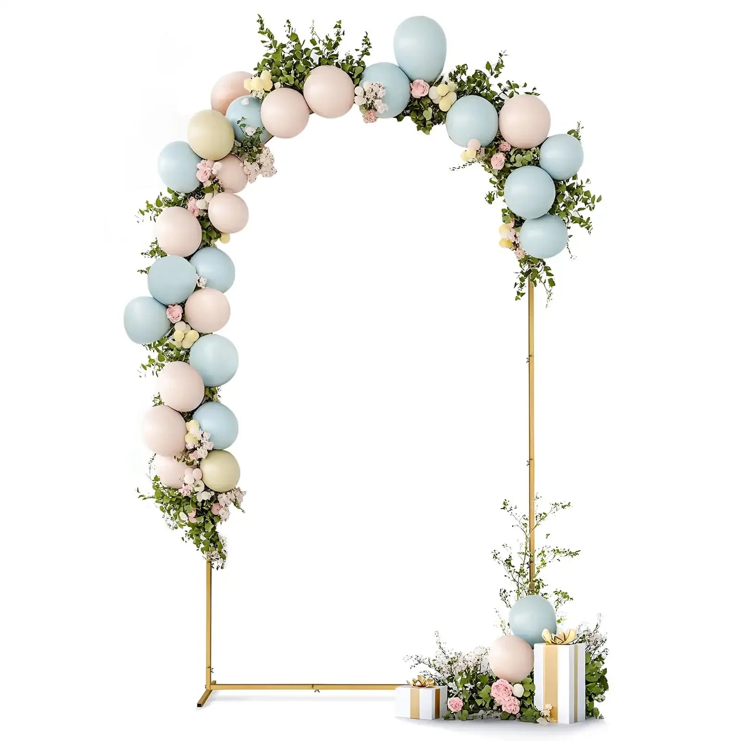 7.2ft Wedding Arch for Ceremony, Golden Balloon Stand, Metal Arch Backdrop for Decor