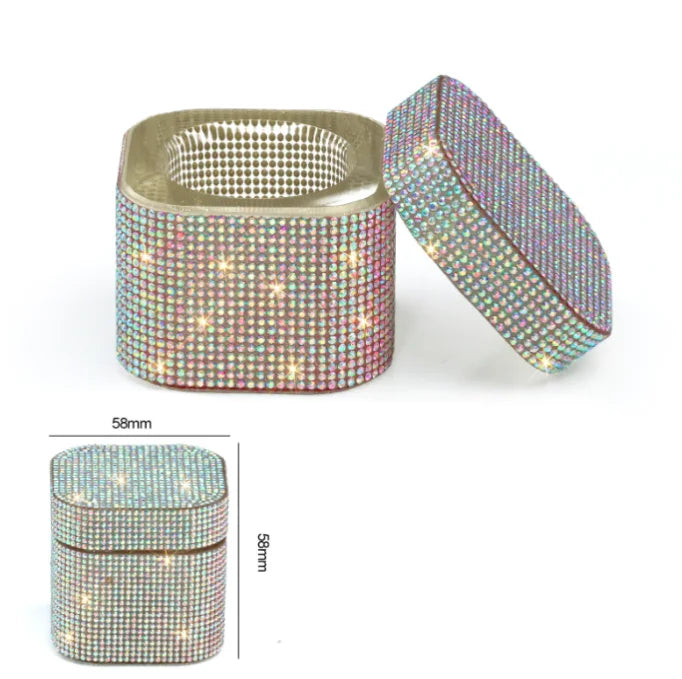 Nail Art Full Diamond Storage Bowl Nail Pen Brush Wash Cup Nail Salon Shiny Glass Crystal Cleaning Container Nail Art Accessory