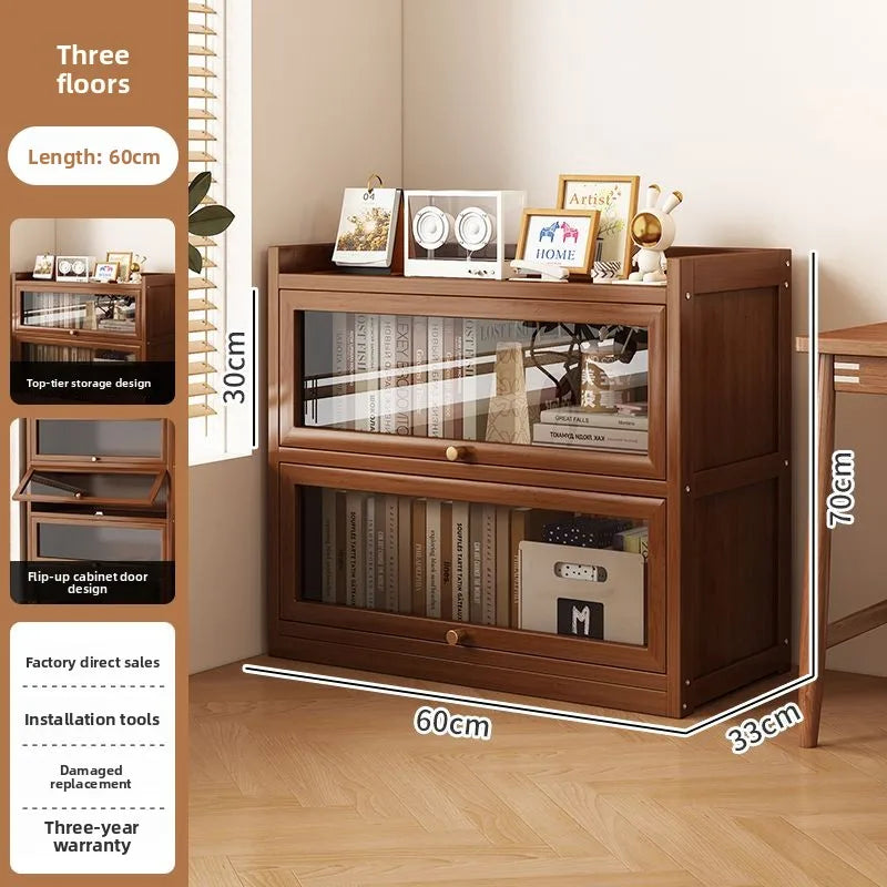 Multi-functional BambooBookcase LargeCapacity Wooden Bookshelf Storage Cabinet Display Rack Home Furniture for Living RoomOffice
