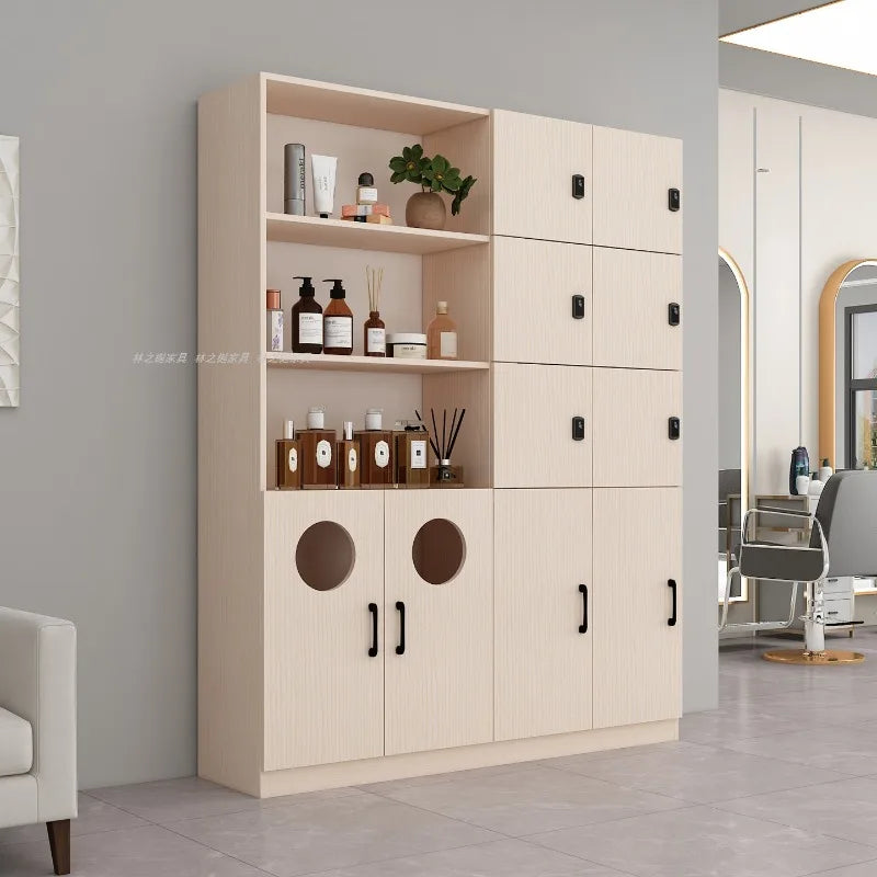 Customized barber shop towel cabinet Beauty salon product display cabinet Hair shop locker Customer deposit box with lock
