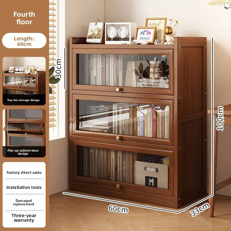 Multi-functional BambooBookcase LargeCapacity Wooden Bookshelf Storage Cabinet Display Rack Home Furniture for Living RoomOffice
