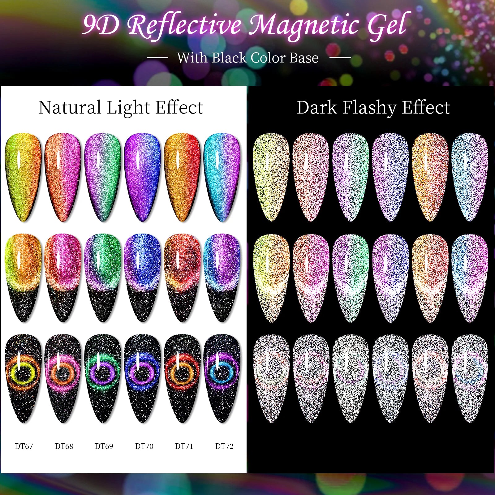 9D Reflective Magnetic Gel Nail Polish 7ml Shiny Glitter Cat Eye Nail Gel Varnishes Semi Permanent Soak Off UV Gel Nail Art