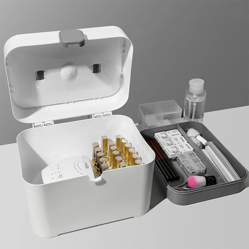 Plastic Nail Art Storage Box Nail Tools Gel Polish Organizer Nail Dryer Lamp Container Brush File Manicure Accessories Holder