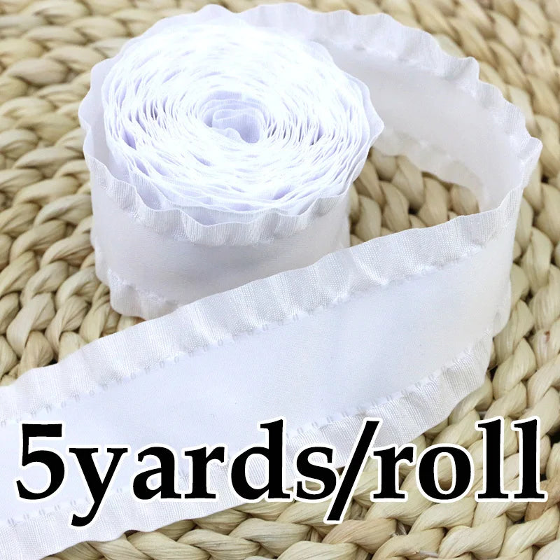 (5Yards/roll) 4cm Skirt Shape Satin Ribbon Hair Bow Gift Wedding Christmas Lace Sewing Accessories Tablecloth Curtain Decoration