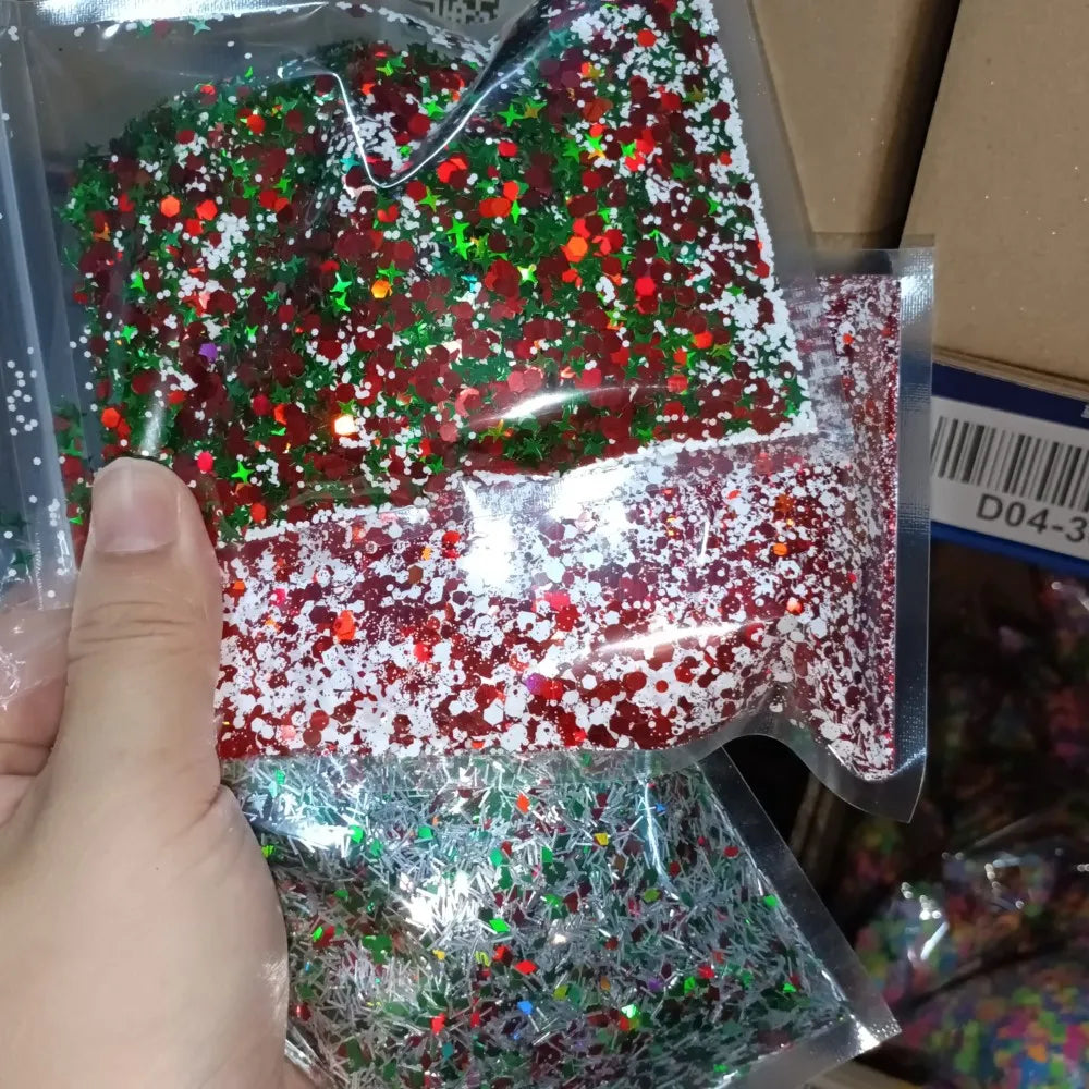 1Bag 50g Christmas Glitter Nail Art Sequins 3D Xmas Tree Snowflakes Star Nail Sparkly Flakes Sequin Manicure Holiday Decorations