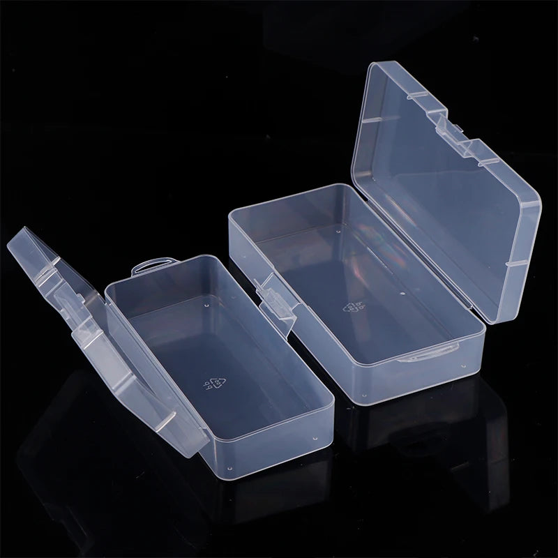 Nail Art Storage Box Nail Parts Organizer Clear Cuboid Plastic Container Packaging Case For Nail Brush File Manicure Tools