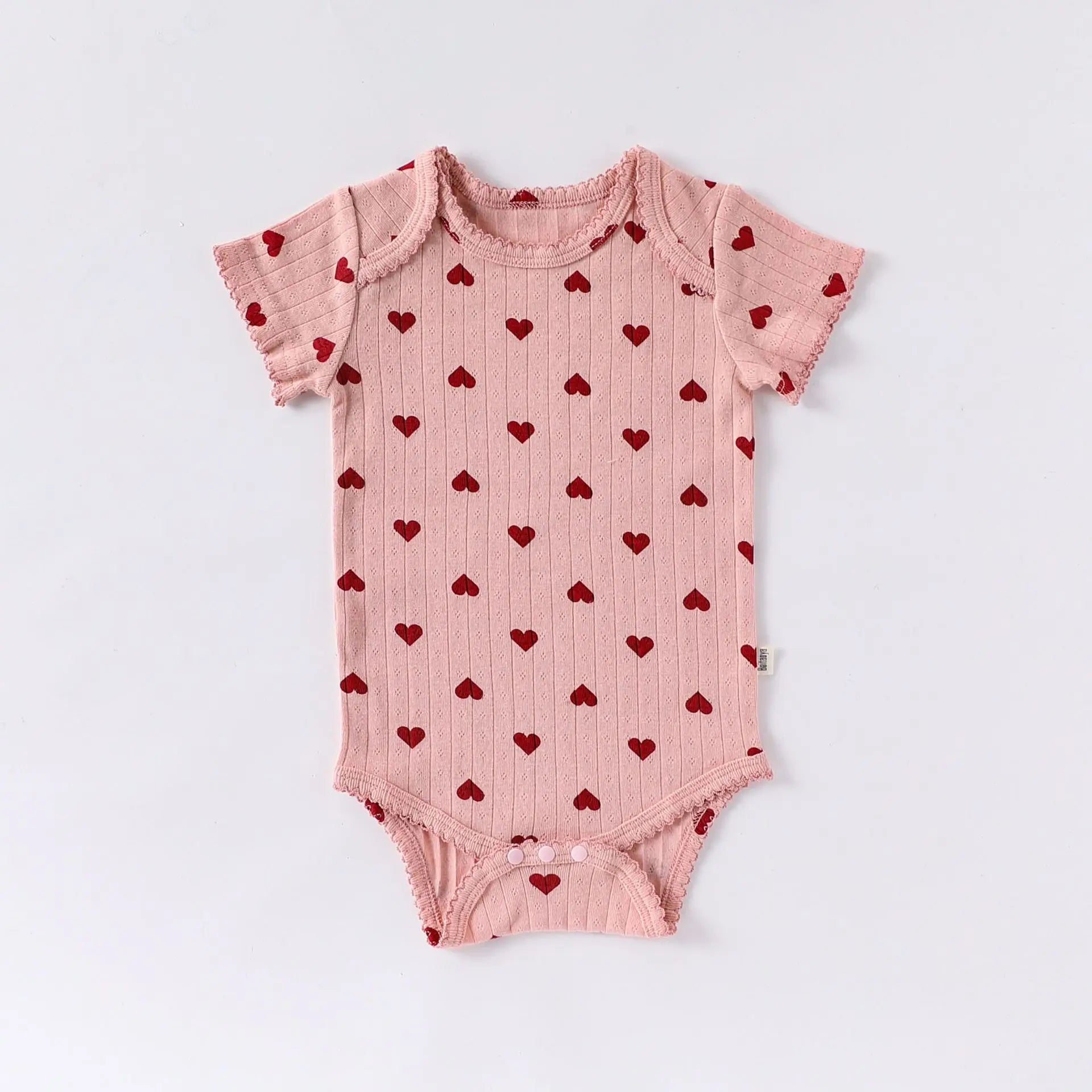 0-24M Heart Print Baby Girl Romper Summer Newborn Kid Clothes Short Sleeve 100% Cotton Baby Bodysuit Cute Sweet Outfit
