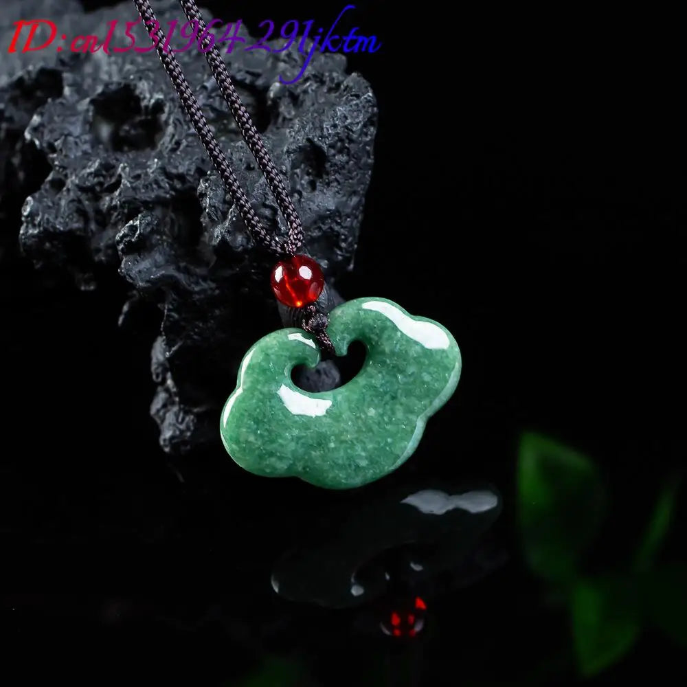 Natural Myanmar Jadeite Ruyi Pendant Necklace Fashion Carved Amulet Real Jade Jewelry Designer Accessories Gifts for Women