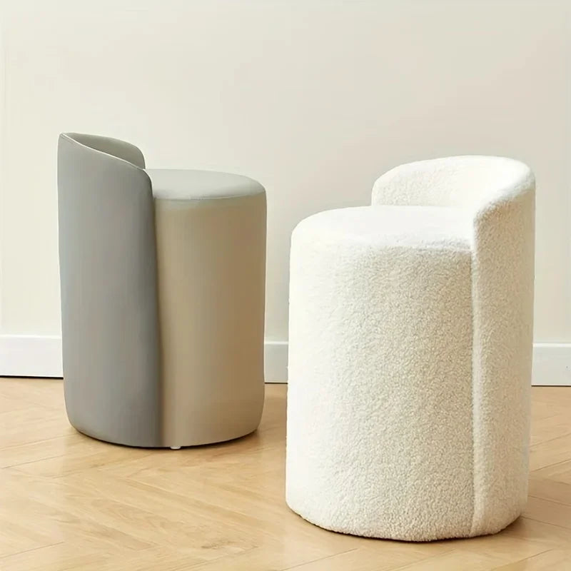 Chic Cylindrical Vanity Stool - Sturdy Frame, Soft Cushion, Space - Saving, Ideal for Bedroom & Living Room