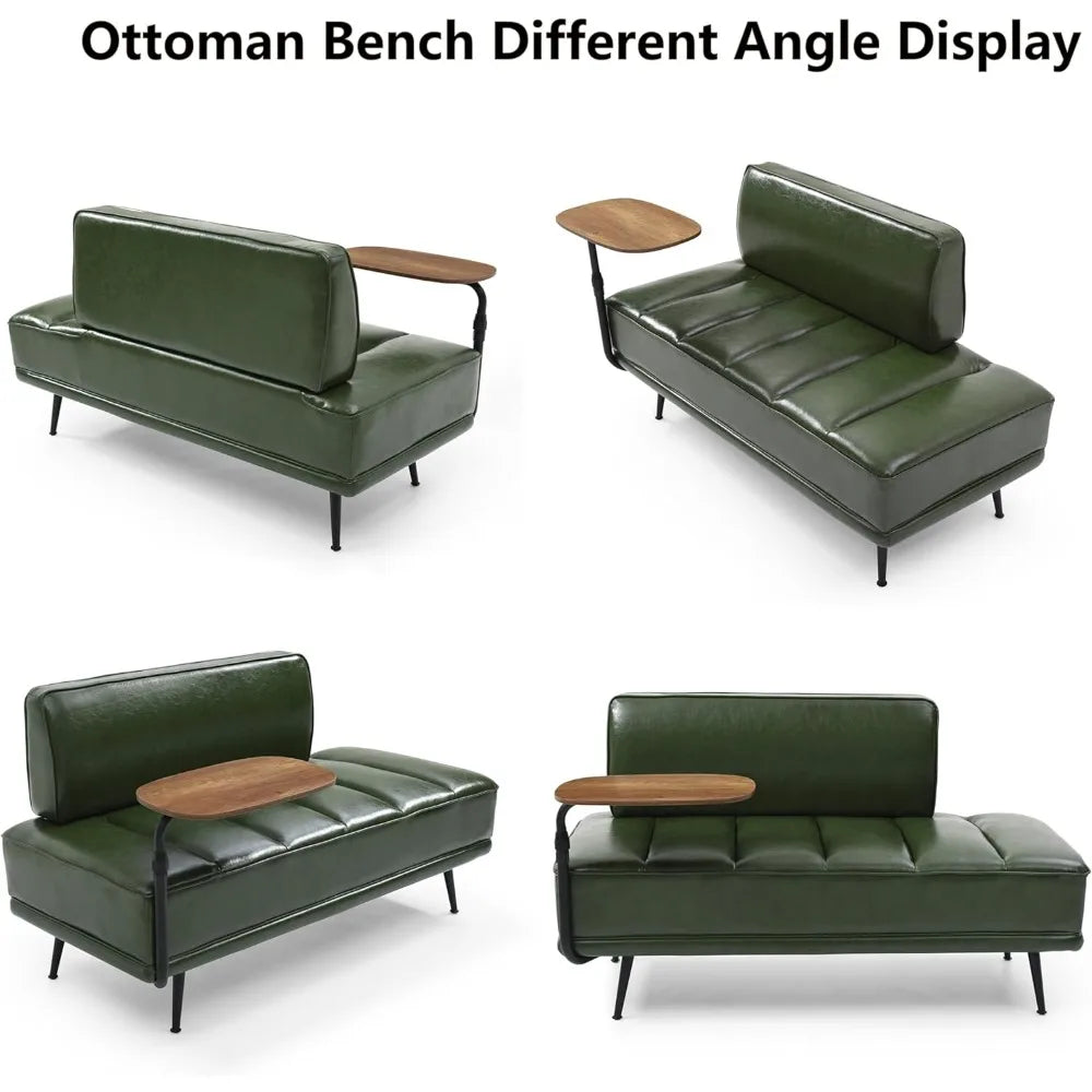 PU Leather Bedroom Ottoman Bench 53.2" Long Ottoman Benches for Living Room Bed End Rectangular Window Entryway Bench