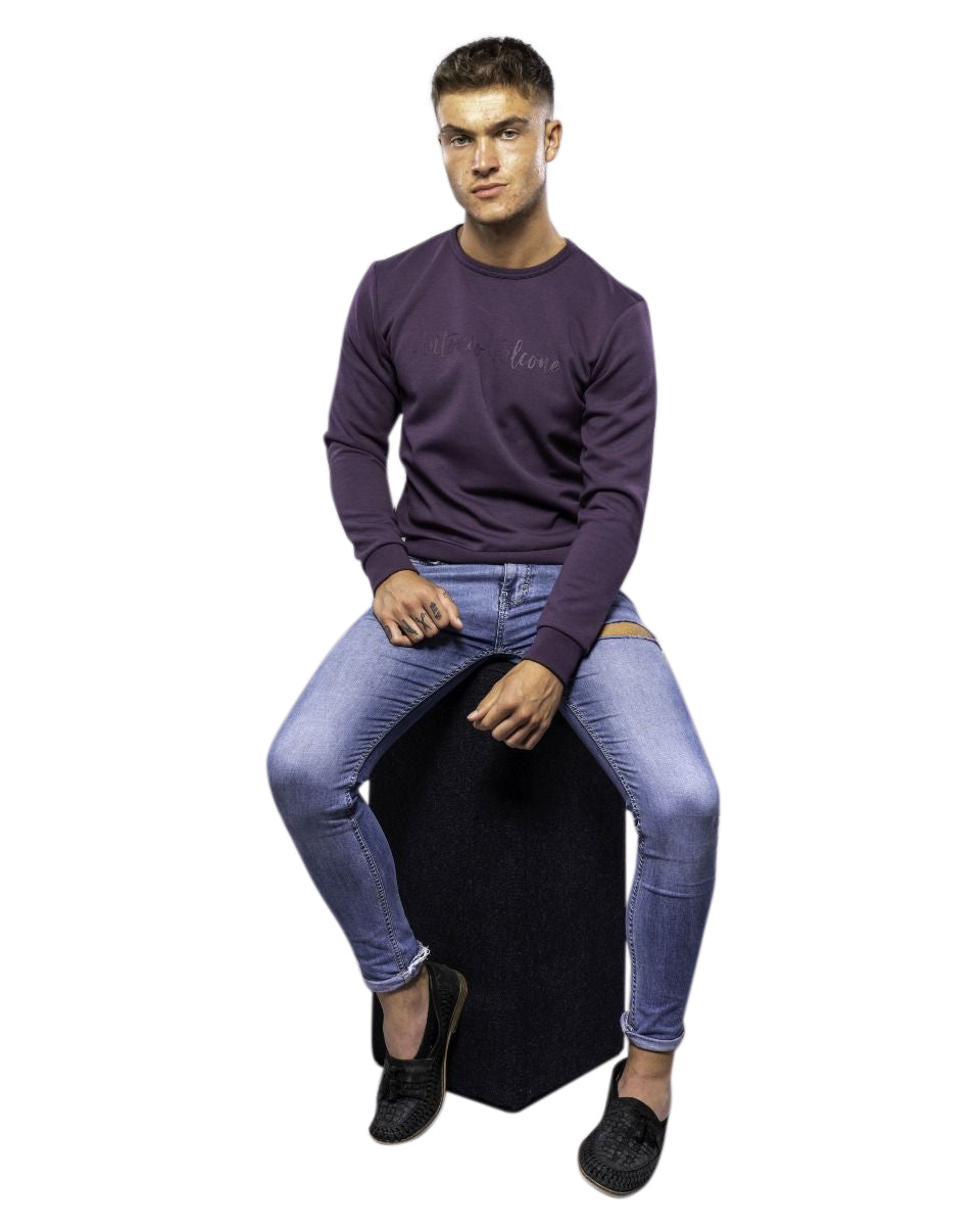 DIEGO DOUBLE FACE LONG SLEEVE CREW NECK T SHIRT COSMOS NAVY
