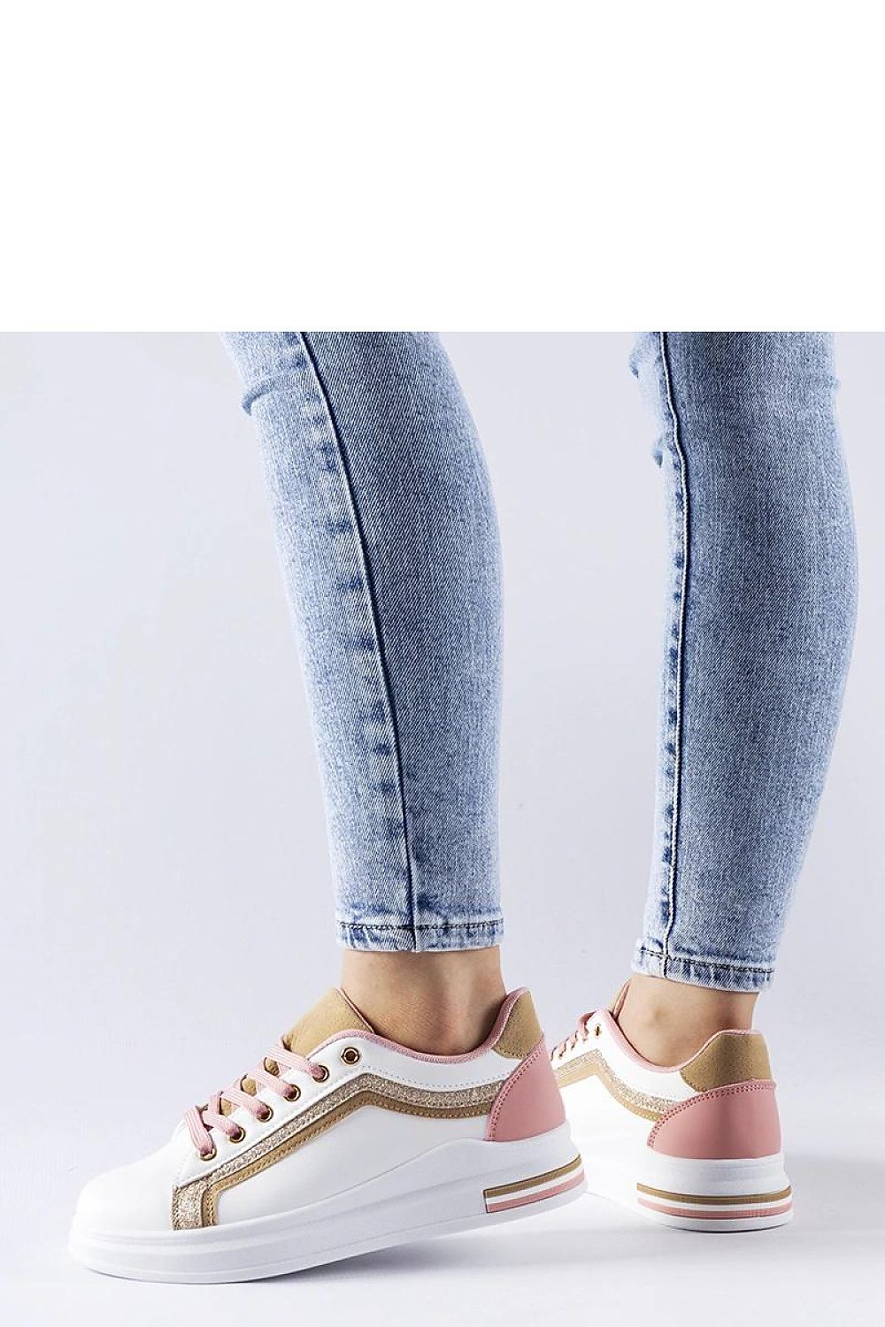 Stylish White and Pink Sneakers