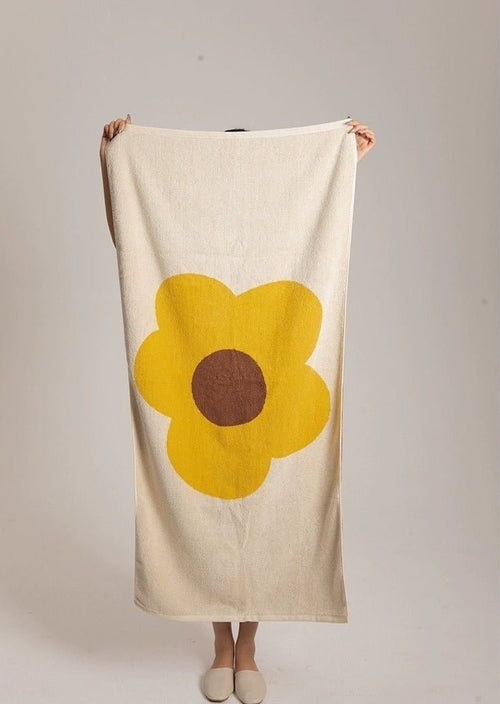 Cute Whimsical Sunflower Bath Towel - Ultra Soft & Absorbent Staple