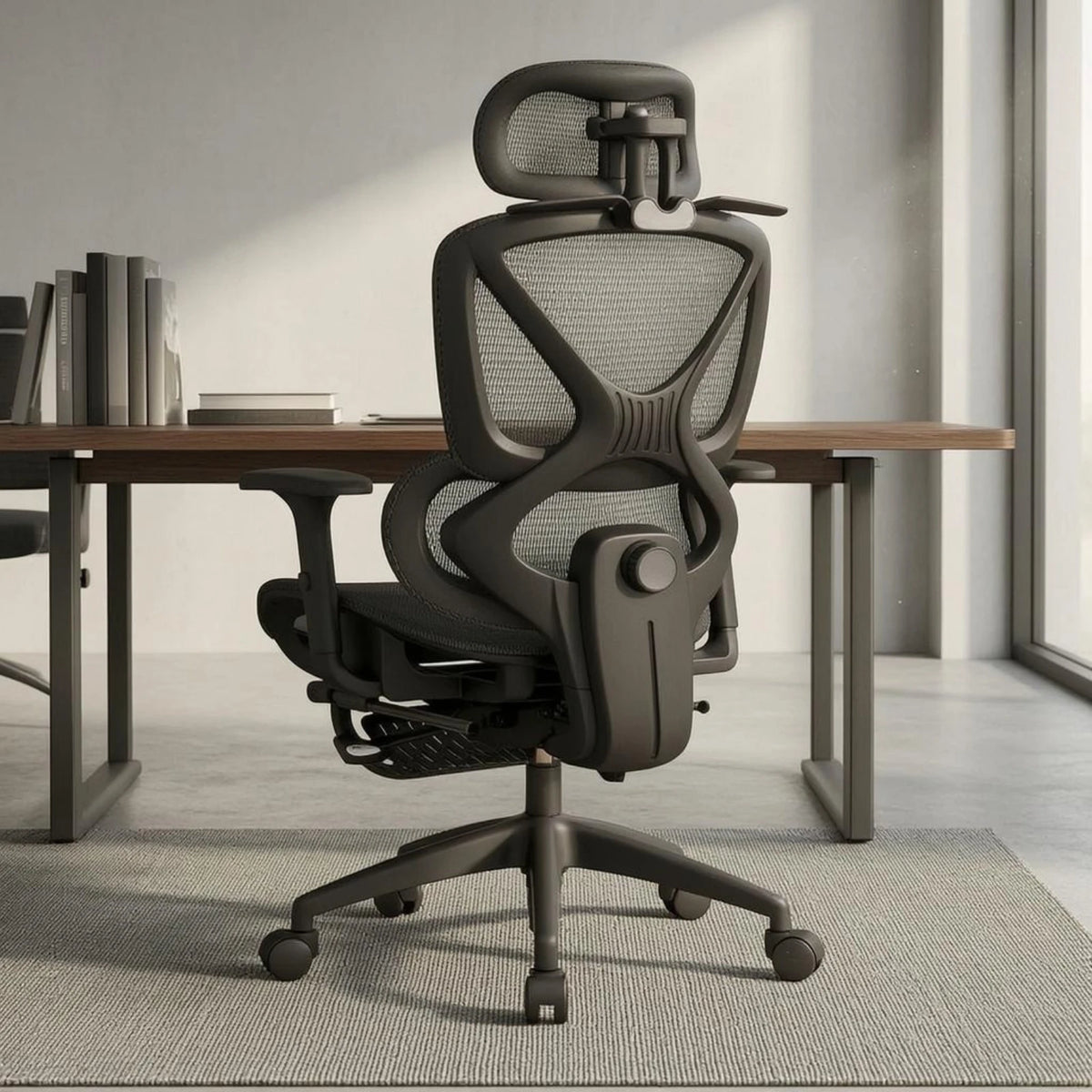 High Back Swivel Chair with Breathable Mesh Padded Armrests Adjustable Headrest Lumbar Support for Modern Work Station