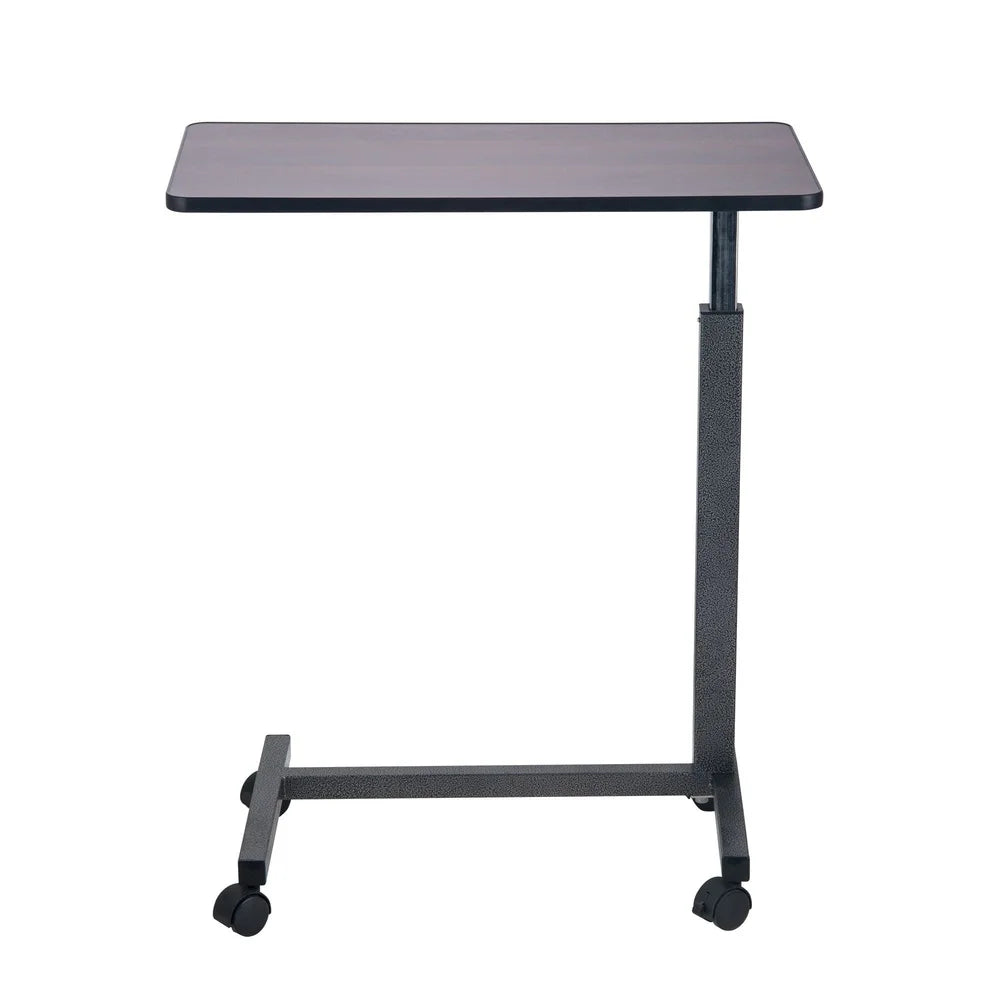 Non-Tilt Overbed Table Adjustable Height Locking H-Style Base Swivel Casters Textured Surface Lightweight Easy Mobility