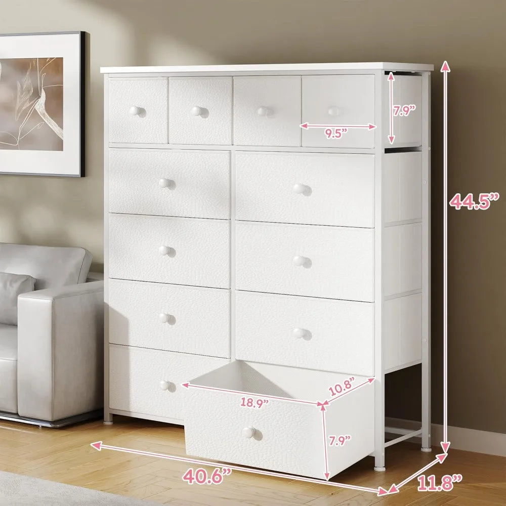 Dresser for Bedroom Tall Dressers for Bedroom Fabric Dressers & Chest of Drawers with Sturdy Metal Frame, Wood Top