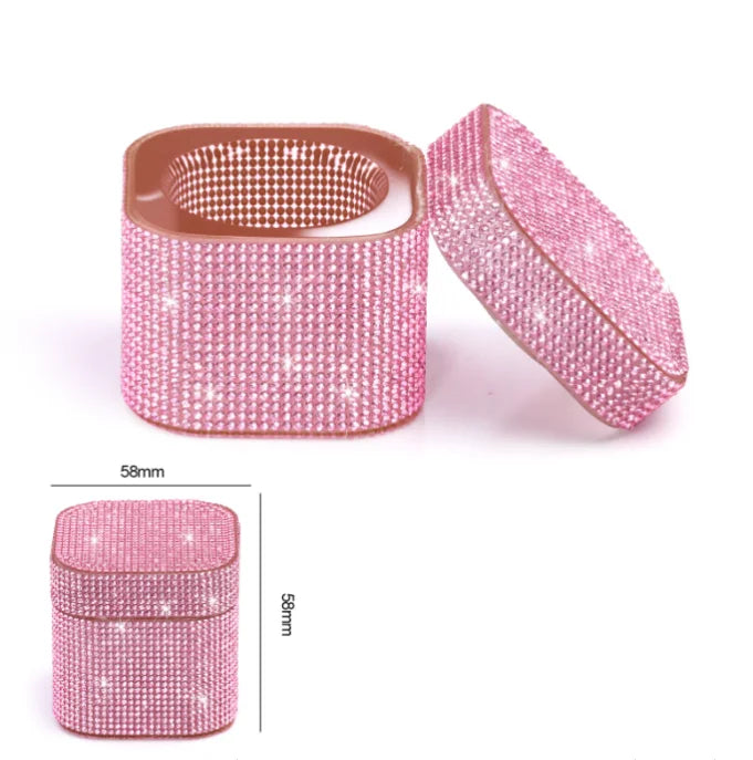 Nail Art Full Diamond Storage Bowl Nail Pen Brush Wash Cup Nail Salon Shiny Glass Crystal Cleaning Container Nail Art Accessory