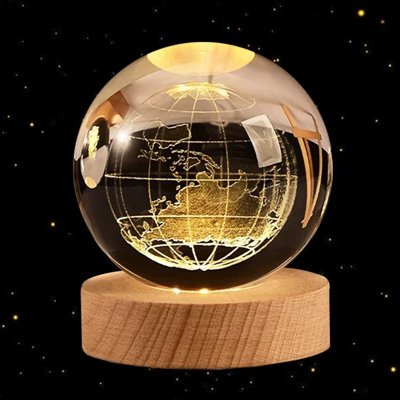 3D Crystal Ball Led Night Light Christmas Creative Gift Holiday Planet Crystal Ball Ornament Children Lamp Bedroom Ambient Light