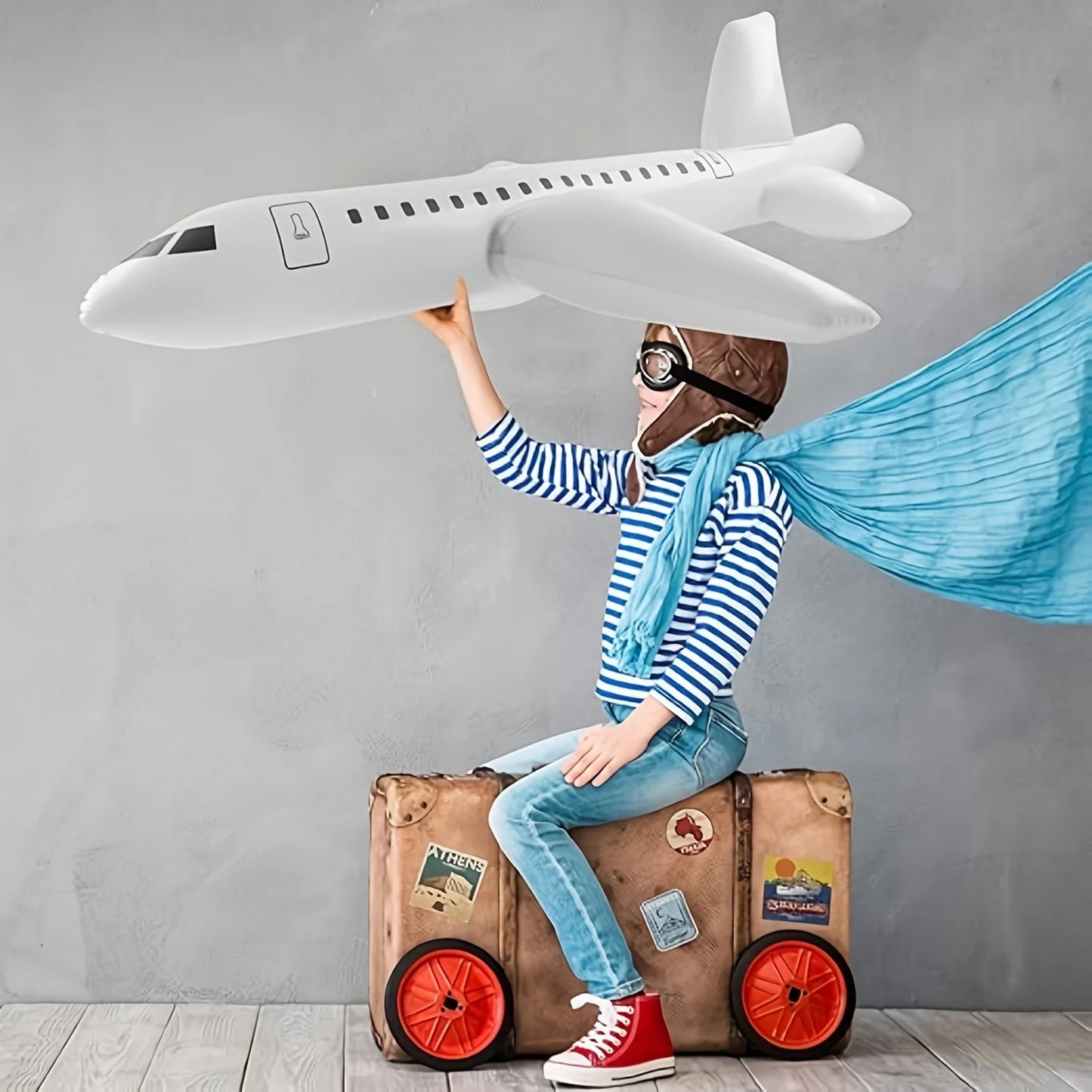 1m White Large Inflatable Airplane Balloons Inflatable Airplane Aviation Themed Birthday Outdoor Party Decorations Gifts Toys