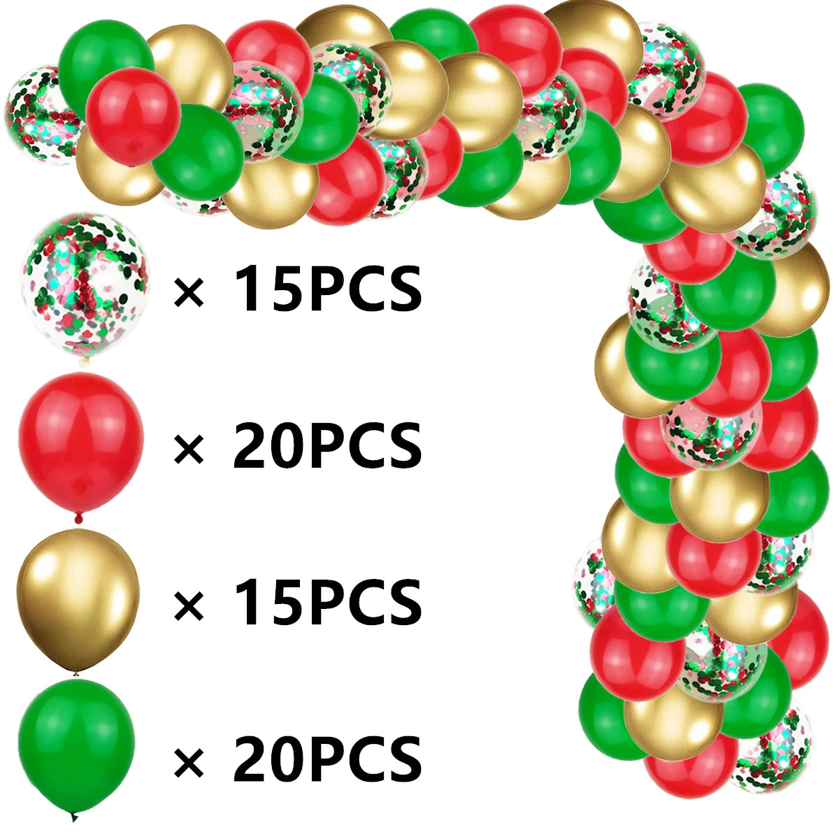 70Pcs Red White Green Latex Metallic Gold Balloons Confetti Christmas Gift Party Home Room Adult Wall Decorations 2022 Globos