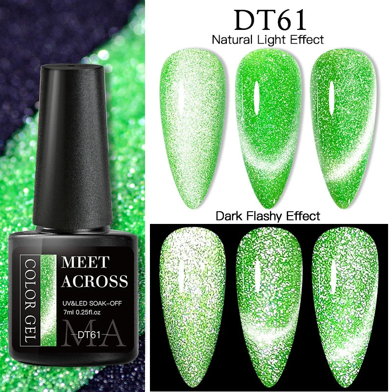 9D Reflective Magnetic Gel Nail Polish 7ml Shiny Glitter Cat Eye Nail Gel Varnishes Semi Permanent Soak Off UV Gel Nail Art
