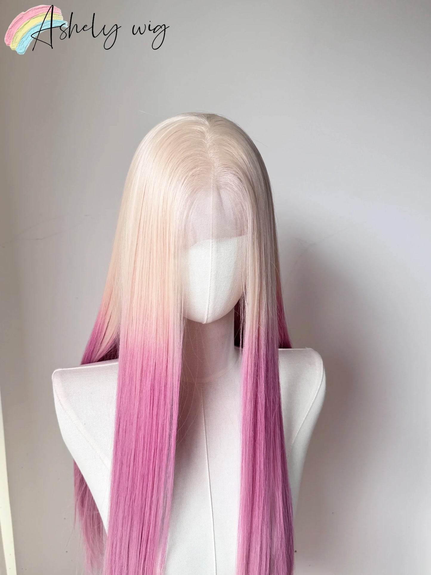 Ombre Blonde Pink Lace Front Wig 13*4 26inch Long Straight Lace Front Wig Synthetic High Temperature Fibers Glueless Pastel Wigs