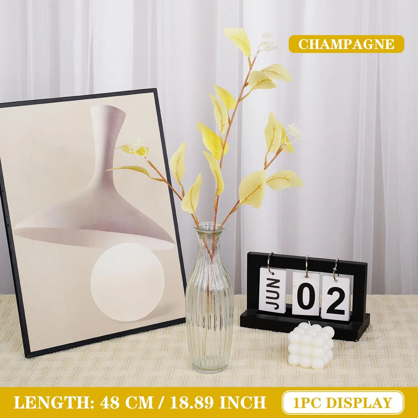 Autumn Artificial Plant Faux Leaves Eucalyptus Long Branch Home Wedding Decoration Silk Flowers Fake Plants Diy Table Decoration