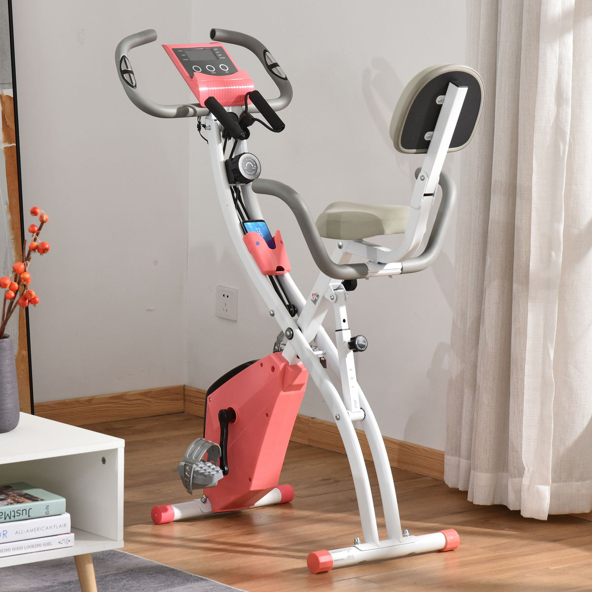 Soozier 2 in 1 Upright Exercise Bike Stationary Foldable Magnetic