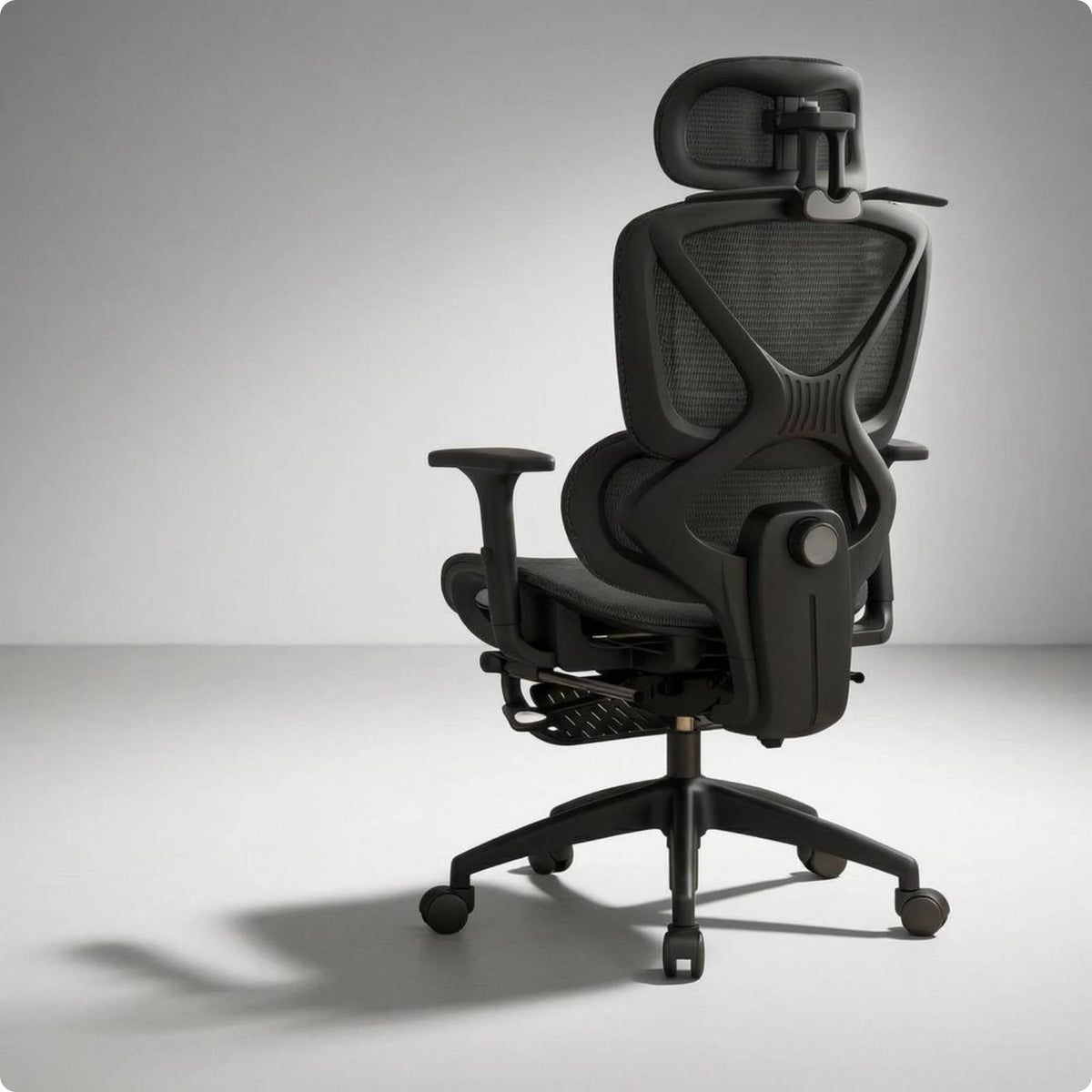 High Back Swivel Chair with Breathable Mesh Padded Armrests Adjustable Headrest Lumbar Support for Modern Work Station
