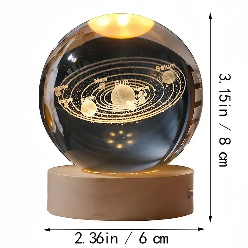 3D Crystal Ball Led Night Light Christmas Creative Gift Holiday Planet Crystal Ball Ornament Children Lamp Bedroom Ambient Light