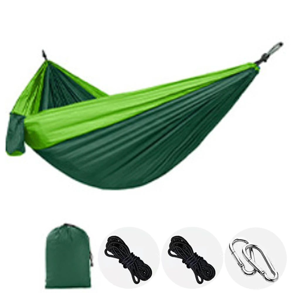 Single Person Portable Outdoor Camping Hammock With Nylon Color Matching Hammock High Strength Parachute Fabric Hanging Bed