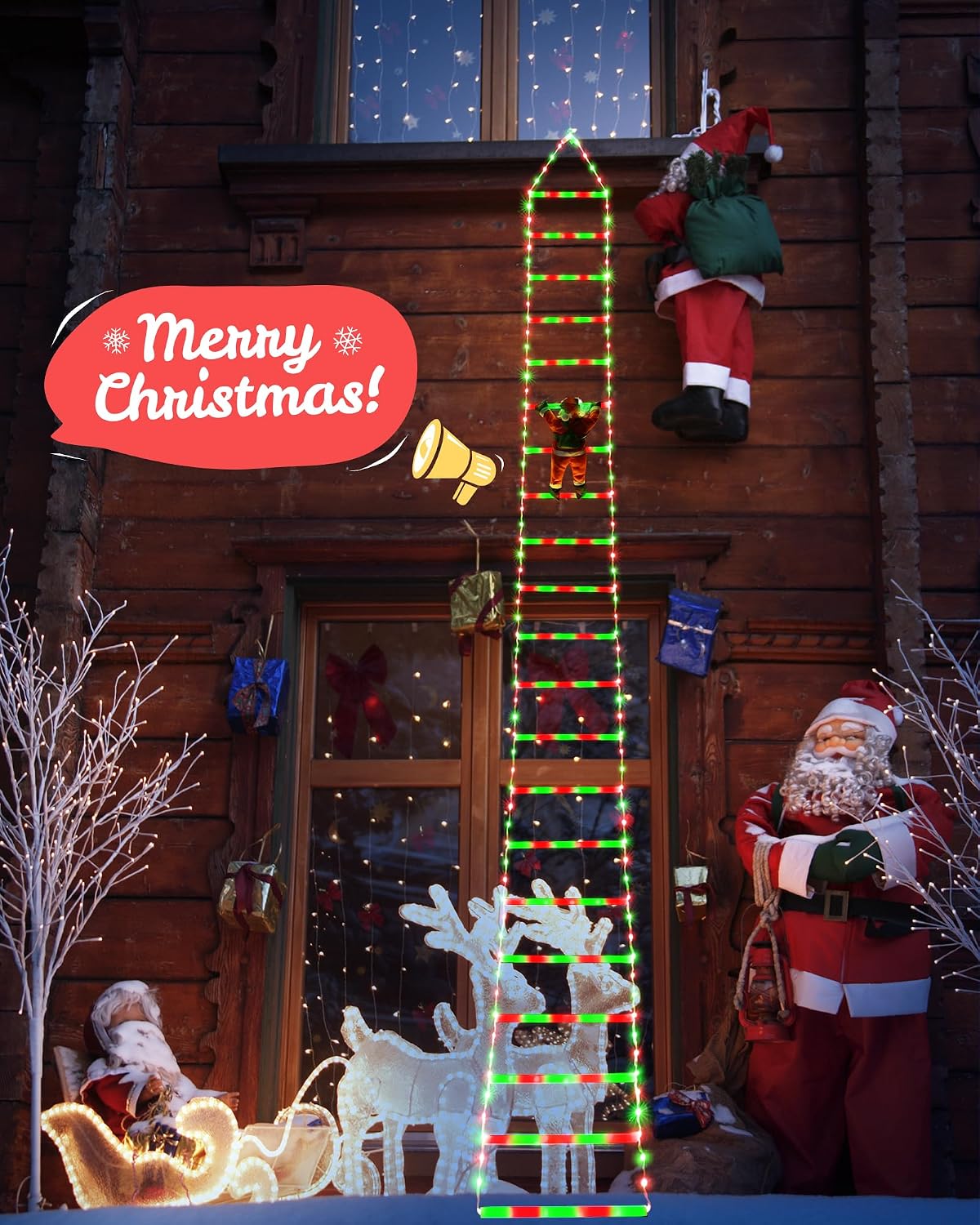 10ft Lighted Christmas Ladder with Santa Claus