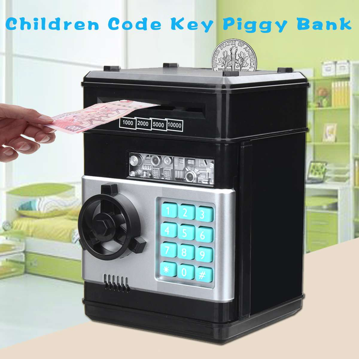 Automatic Electronic Piggy Bank ATM Password Money Box For Children