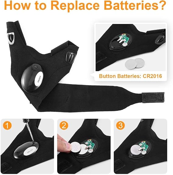 LED Flashlight Gloves, Hands-Free Finger Lights for Work & Outdoor