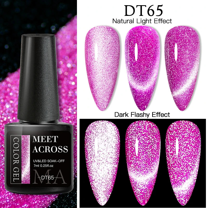 9D Reflective Magnetic Gel Nail Polish 7ml Shiny Glitter Cat Eye Nail Gel Varnishes Semi Permanent Soak Off UV Gel Nail Art