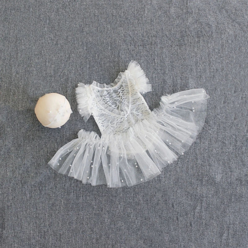 ❤️Newborn Photography Clothing Bow Pearl Headband+Romper+Skirt 3Pcs/set Baby Photo Props Accessories Clothes Outfits Fotografia