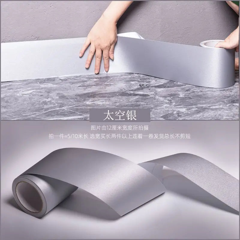 Thickened Brushed Imitation Metal Sticker Self-adhesive Skirting Line Wall Sticker Door Frame Renovation Decoration Self Pasting