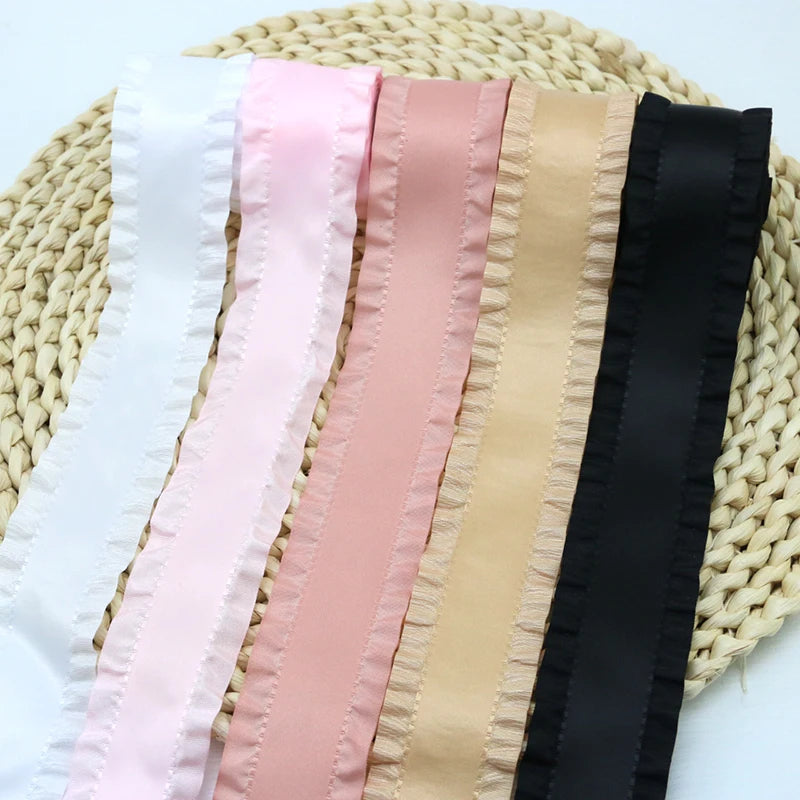 (5Yards/roll) 4cm Skirt Shape Satin Ribbon Hair Bow Gift Wedding Christmas Lace Sewing Accessories Tablecloth Curtain Decoration