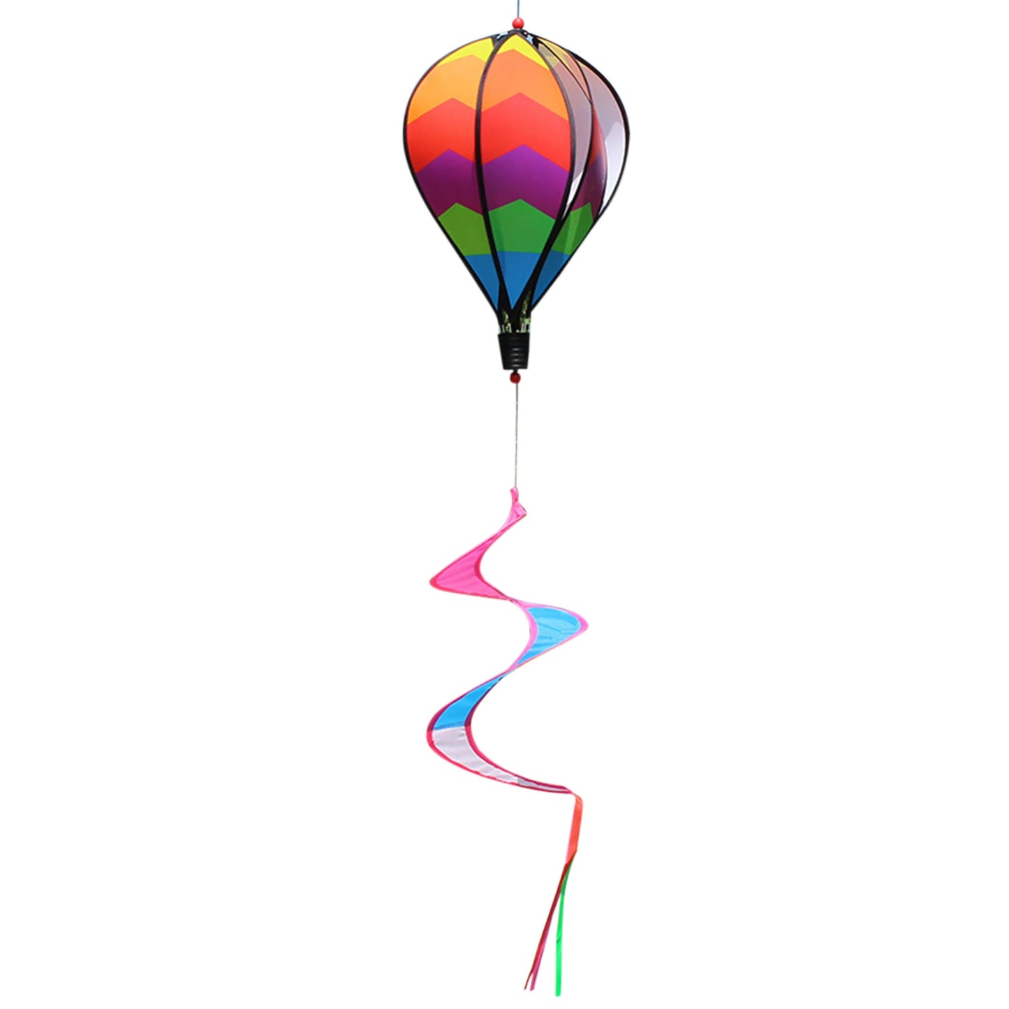 Rainbow Hot Air Balloon Wind Spinner Rotating Sequin Windmill Outdoor Hanging Rainbow Color Attractions Standard